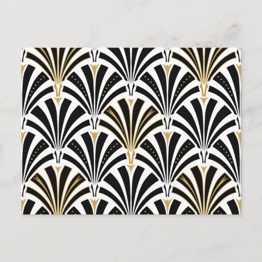 白黒アールデコファンパターン- ポストカード (正面)