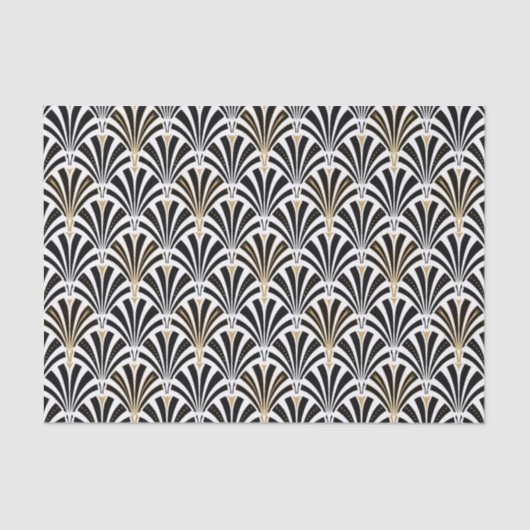 白黒アールデコファンパターン- 薄葉紙 (正面)