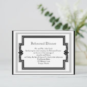 白黒アールデコフレーム結婚のリハーサル 招待状 (スタンド正面)