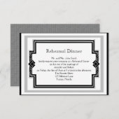白黒アールデコフレーム結婚のリハーサル 招待状 (正面/裏面)
