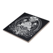 白黒アールデコフローラ装飾 タイル (側面)