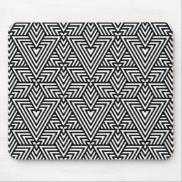 白黒アールデコ三角形シームレスパターン マウスパッド
