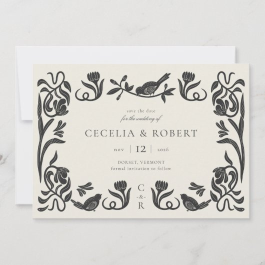 白黒アールデコ日付の保存 セーブザデート (正面)