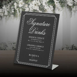 白黒アールデコ結婚の名物 台座サイン