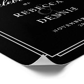 白黒アールデコ結婚の歓迎サイン ポスター (角)
