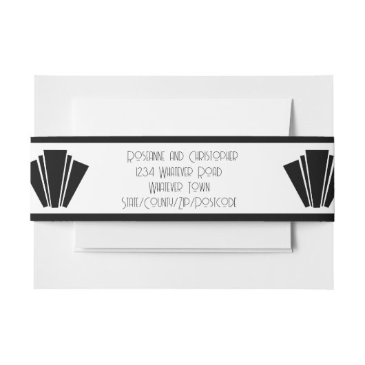 白黒アールデコ結婚ズ 招待状ベリーバンド (正面例)