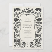 白黒アールデコ結婚式招待状 招待状 (正面)