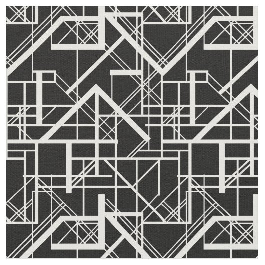 白黒アールデコ ファブリック (クローズアップ)
