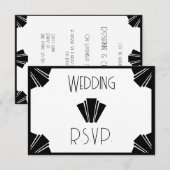 白黒アールデコRSVP 結婚の 出欠カード (正面/裏面)