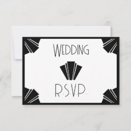 白黒アールデコRSVP 結婚の 出欠カード
