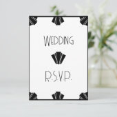 白黒アールデコRSVP 結婚の 出欠カード (スタンド正面)