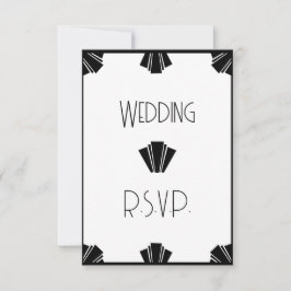 白黒アールデコRSVP 結婚の 招待状
