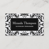 白黒アールヌーボーの中国のなタイル- 名刺 (正面)