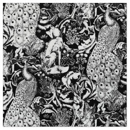 白黒アールヌーボーの孔雀のプリント ファブリック