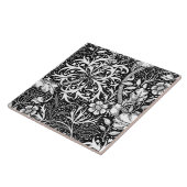 白黒アールヌーボーの海藻花柄 タイル (側面)