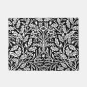 白黒アールヌーボーの花のダマスク織 ドアマット (正面)