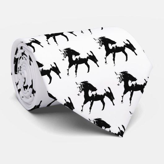 白黒アールポップ・アートの馬シルエットネクタイ ネクタイ (ロール)