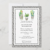 白黒アー素朴バン砂漠サボテンテーマ 招待状 (正面)