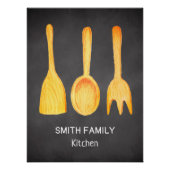 白黒イエローキッチンアースチョークボード ポスター (正面)