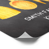 白黒イエローキッチンアースチョークボード ポスター (角)