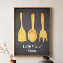 白黒イエローキッチンアースチョークボード ポスター