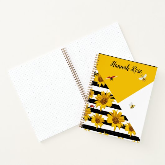 白黒イエローサンフラワーズビーズラディバグ ノートブック (内部)