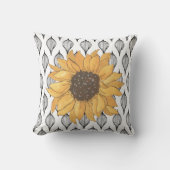 白黒イエローサンフラワー装飾用クッション クッション (正面)