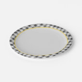 白黒イエロージンガムサマーピクニック ペーパープレート (アングル)