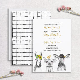 白黒イエロースクリプトファーム1st誕生日パーティー 招待状