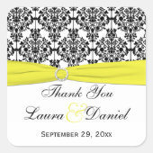 白黒イエローダマスクウェディングフェイスステッカー スクエアシール (正面)