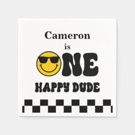 白黒イエローハッピーダード1歳 スタンダードカクテルナプキン