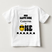 白黒イエローハッピードゥデ1st誕生日 ベビーTシャツ (裏面)