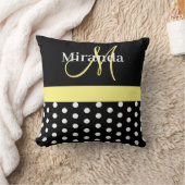 白黒イエローモノグラムスクリプト水玉模様 クッション (ブランケット)
