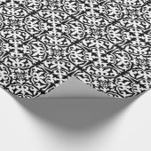 白黒イカットのダマスク織パターン- ラッピングペーパー (角)