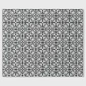 白黒イカットのダマスク織パターン- ラッピングペーパー (フラット)