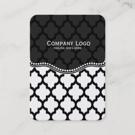 白黒イカットクローバーパタモダンーン 名刺 (正面)