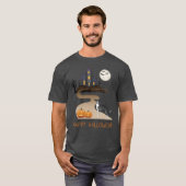 白黒イギーとハロウィーンハ幽霊のよく出るウス Tシャツ (正面フル)