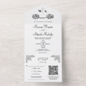 白黒イスラムモダンミニマルフローラニカ オールインワン招待状 (内側)