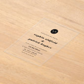 白黒イタリックはっきりしたタイポグラフィ結婚ズ アクリル招待状 (レイダウン)