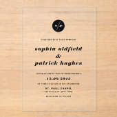 白黒イタリックはっきりしたタイポグラフィ結婚ズ アクリル招待状 (正面)