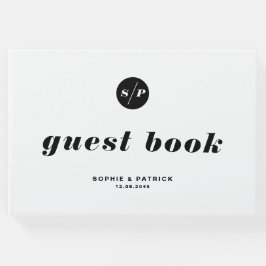 白黒イタリックはっきりしたタイポグラフィ結婚ズ ゲストブック