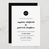 白黒イタリックはっきりしたタイポグラフィ結婚ズ 招待状 (正面/裏面)