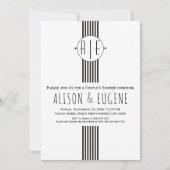 白黒イニシャルの結婚カップルのシャワー 招待状 (正面)