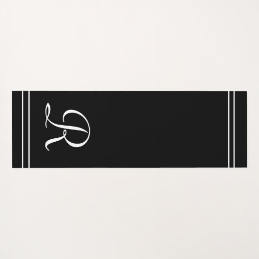 白黒イニシャルモノグラムエクササイズ ヨガマット (裏面(横))