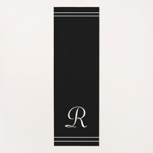 白黒イニシャルモノグラムエクササイズ ヨガマット (正面)