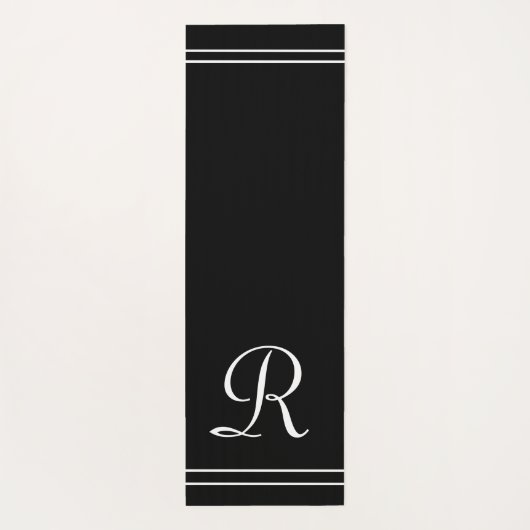 白黒イニシャルモノグラムエクササイズ ヨガマット (裏面)