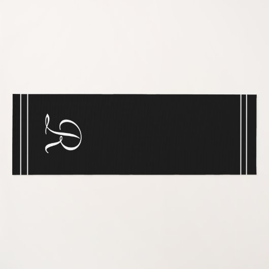 白黒イニシャルモノグラムエクササイズ ヨガマット (正面(横))