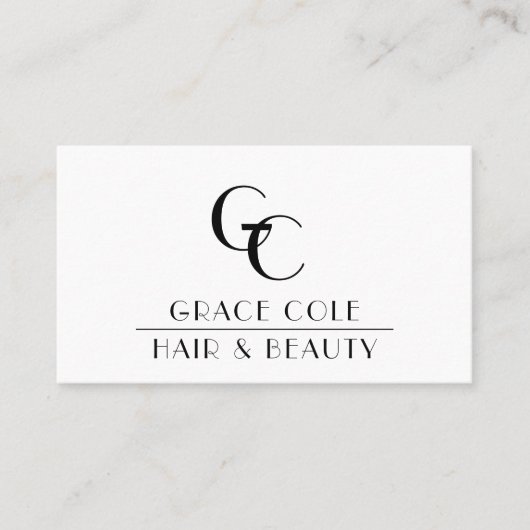 白黒イニシャルモノグラムサロンロイヤリティ 名刺 (正面)