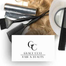 白黒イニシャルモノグラムサロン 名刺