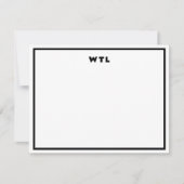 白黒イニシャルモノグラムモダンノートカード 招待状 (正面)